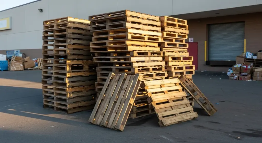 Tas de palettes pouvant être récupérée à l'arrière d'un magasin de bricolage