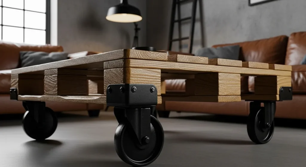 Table basse en palette dans un style industriel