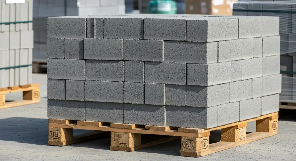 Palette chargée de parpaings