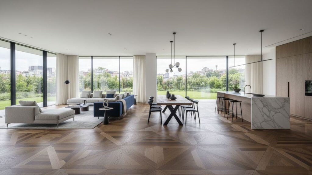 Parquet dans une grande pièce