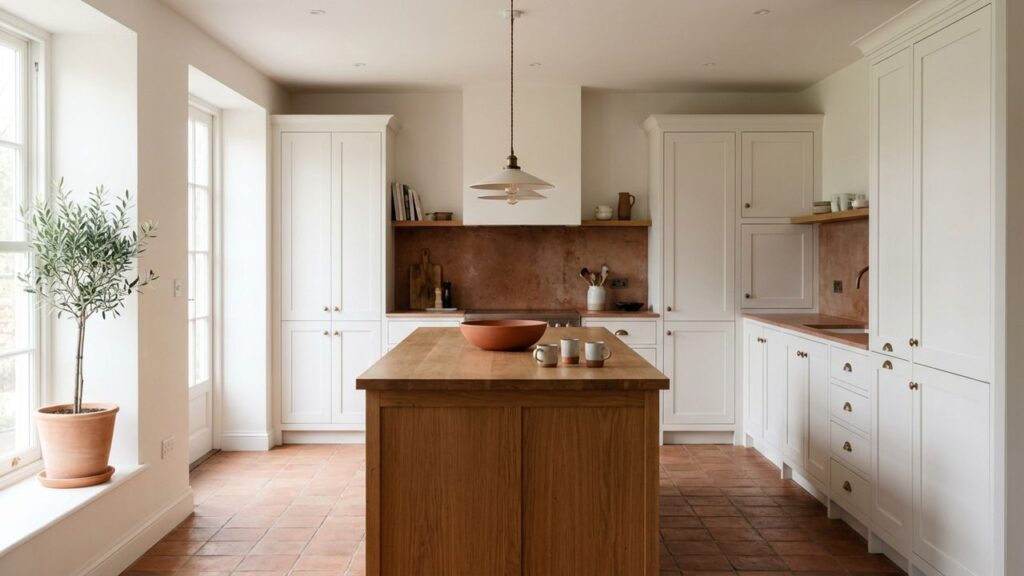 Inspiration déco de cuisine terracotta et blanc