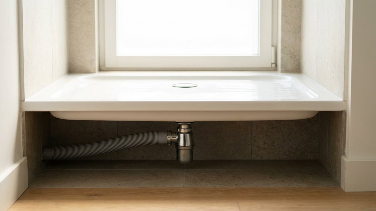 Raccordement de la bonde et du siphon sur un receveur de douche