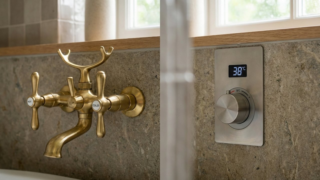 Comparaison des commandes d'un mitigeur mécanique et thermostatique