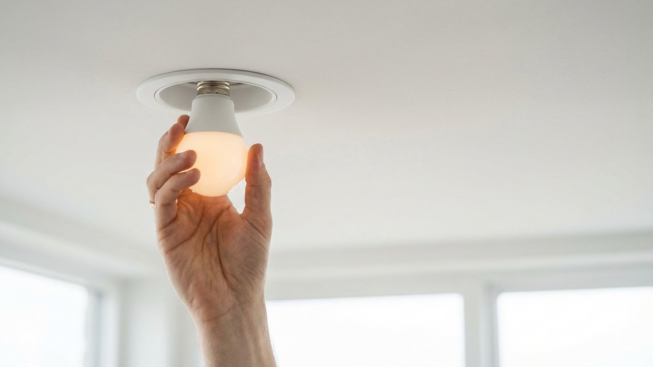 Installation d'une nouvelle ampoule LED dans un spot encastrable