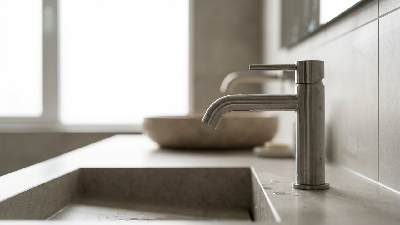 Mitigeur de salle de bain avec levier unique en chrome