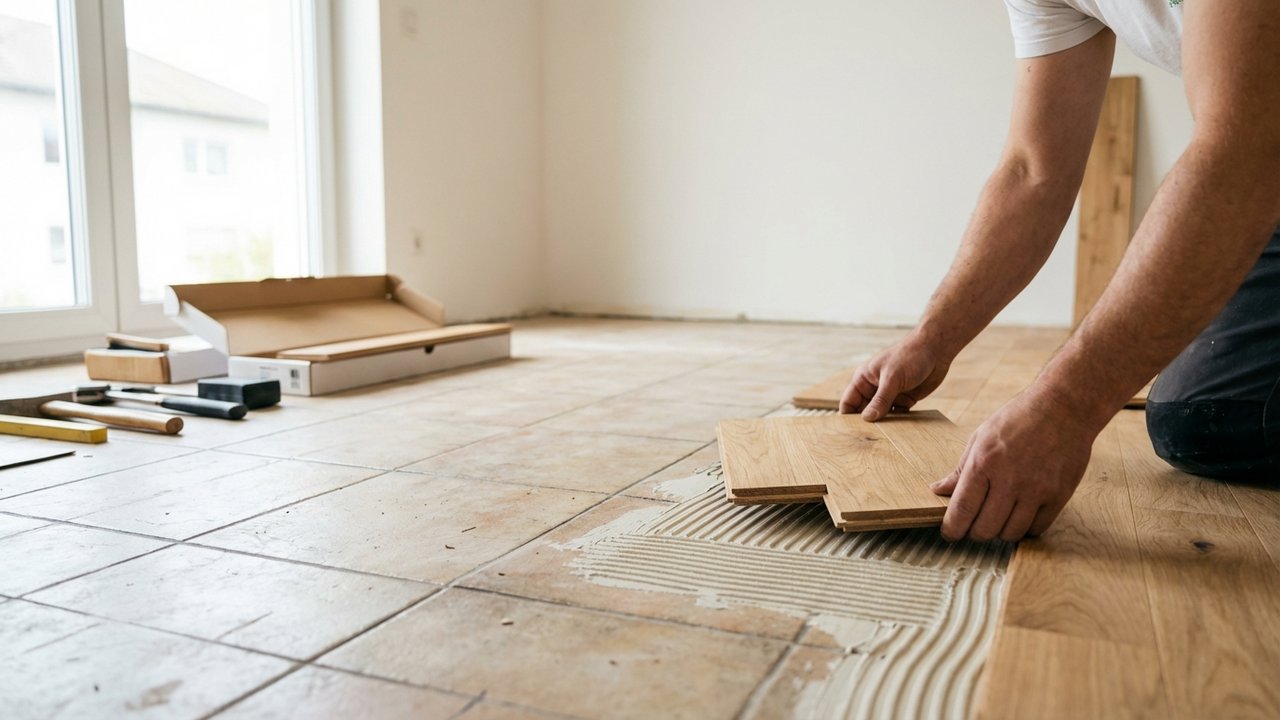 Pose d'un parquet flottant sur du carrelage existant
