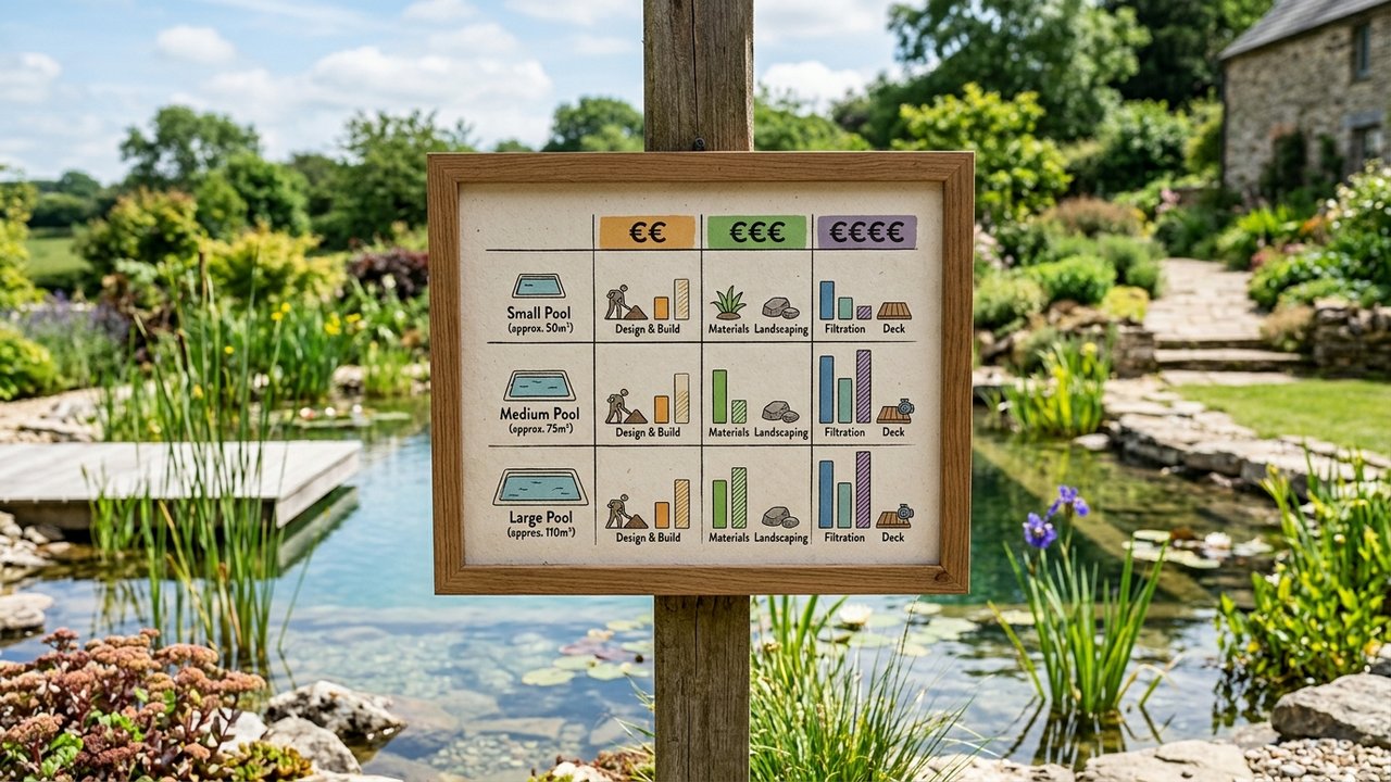 Tableau des prix d'une piscine naturelle selon la surface