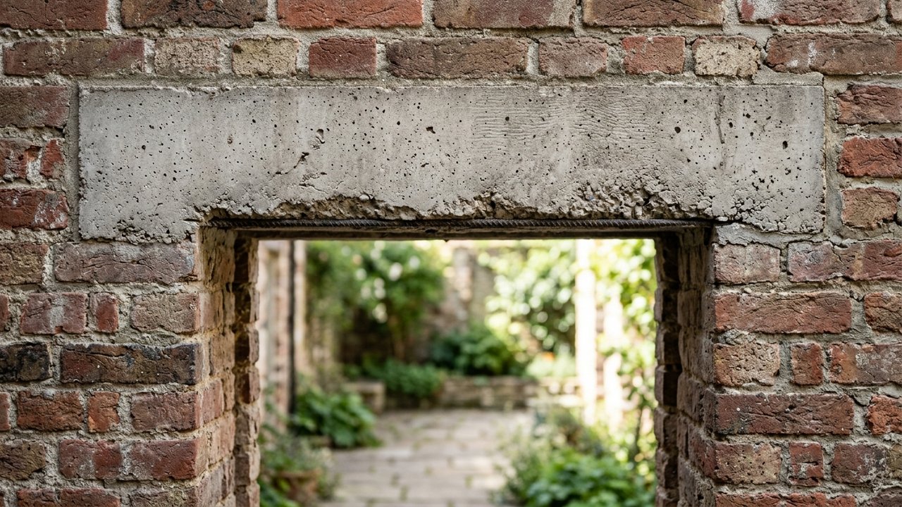 Pose et scellement d'un linteau béton armé dans un mur porteur