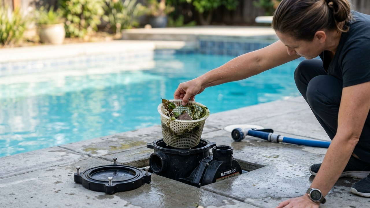 Nettoyage du préfiltre d'une pompe de piscine