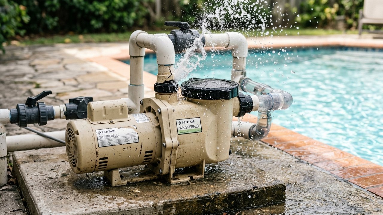 Pompe de piscine bruyante en fonctionnement