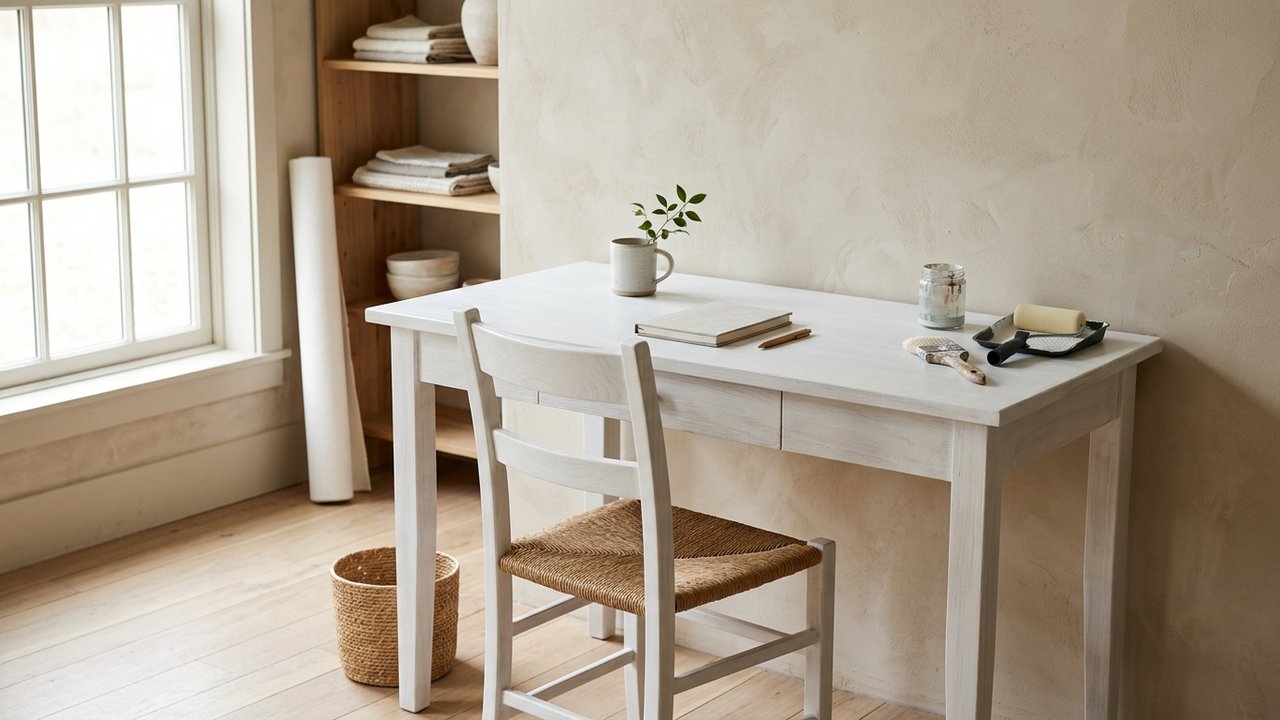 Relooking d'un meuble en merisier vernis avec peinture blanche