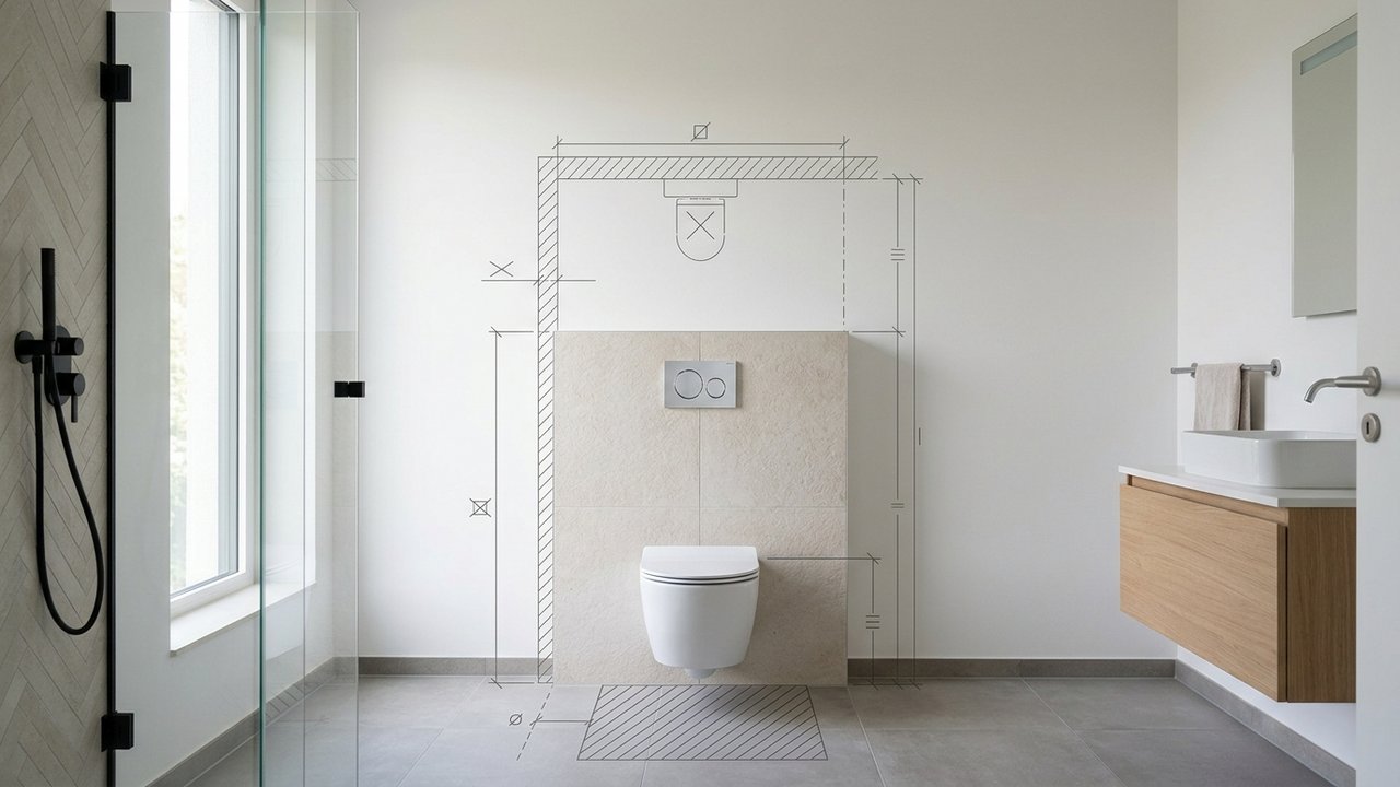 Espaces minimum à respecter autour d'un WC suspendu selon les normes