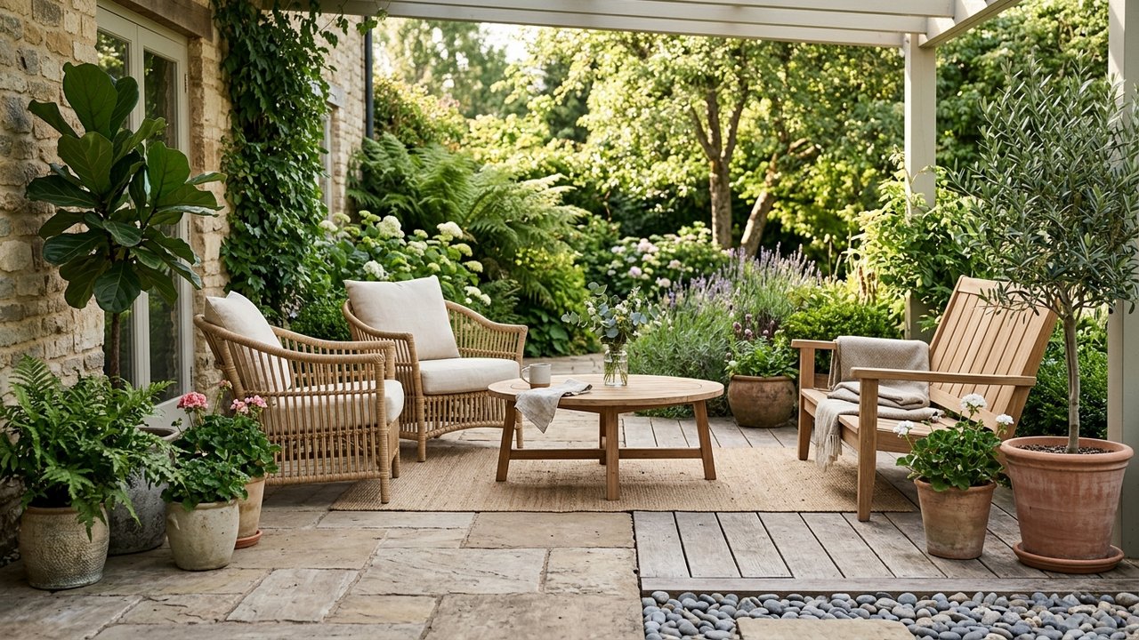Revêtements de sol et mobilier pour aménager un patio intérieur