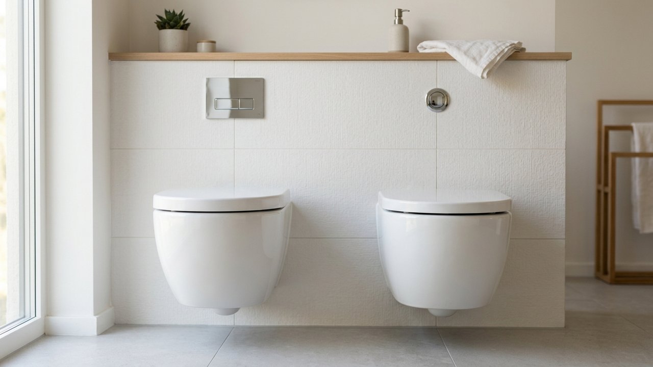 Comparaison entre un WC suspendu standard et un modèle compact