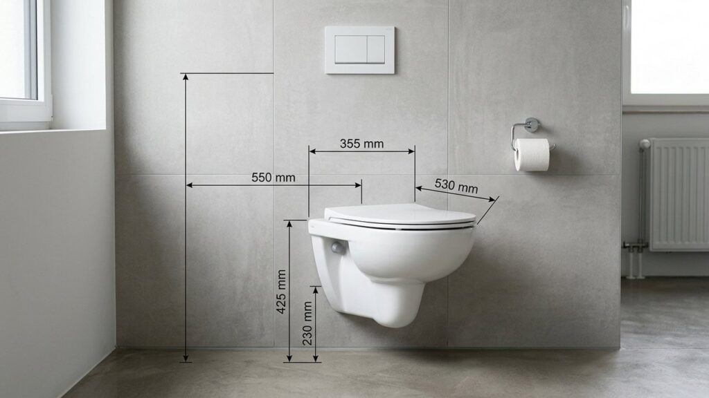Dimensions d'un WC suspendu avec hauteur et profondeur standard