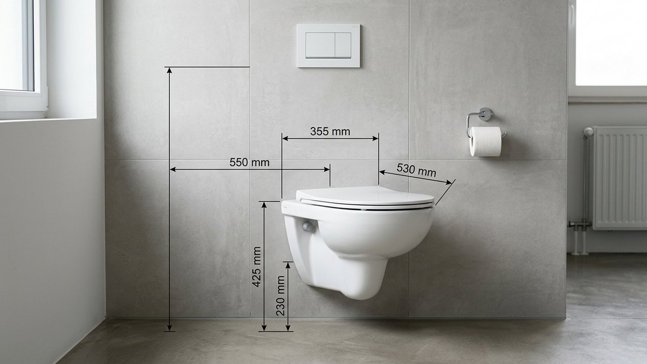Dimensions d'un WC suspendu avec hauteur et profondeur standard