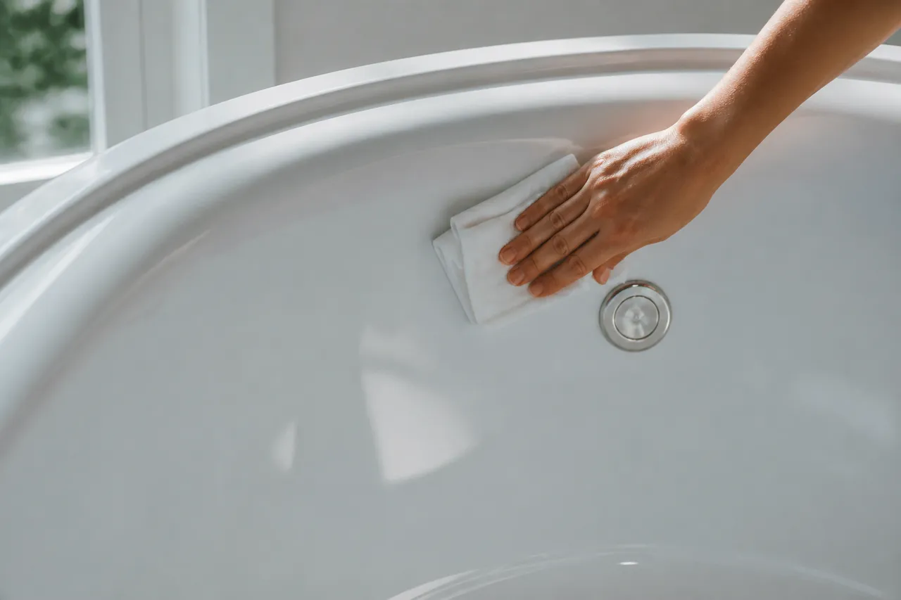 Nettoyer une baignoire acrylique avec un chiffon doux