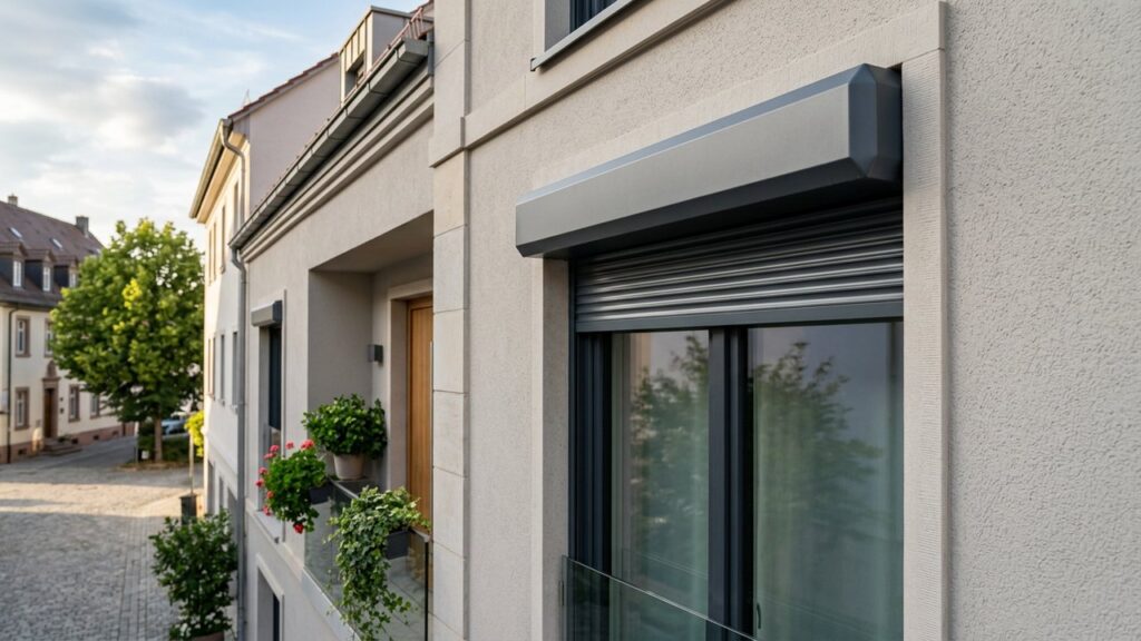 Coffre de volet roulant pan coupé et arrondi sur façade