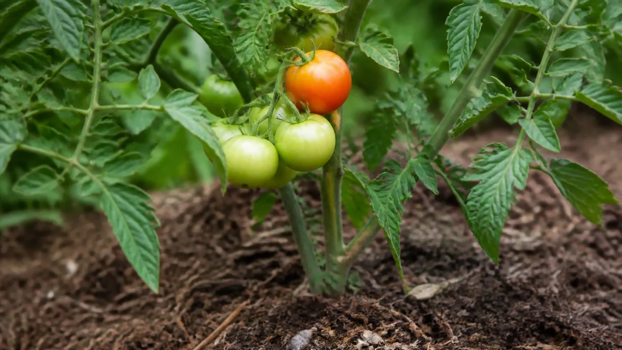 Engrais naturels pour tomates au pied d'un plant
