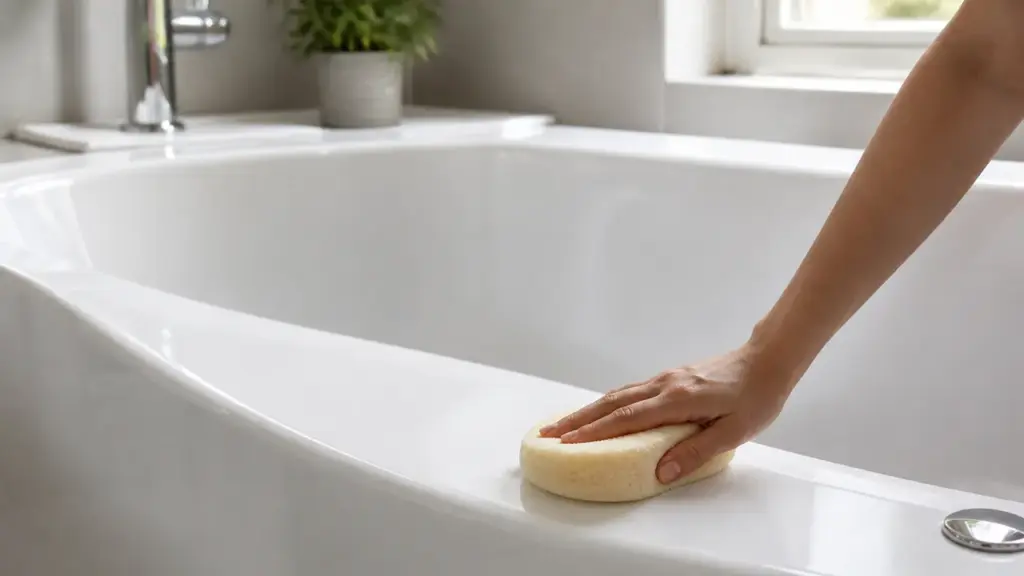 Nettoyer une baignoire sans l'abîmer avec une éponge douce