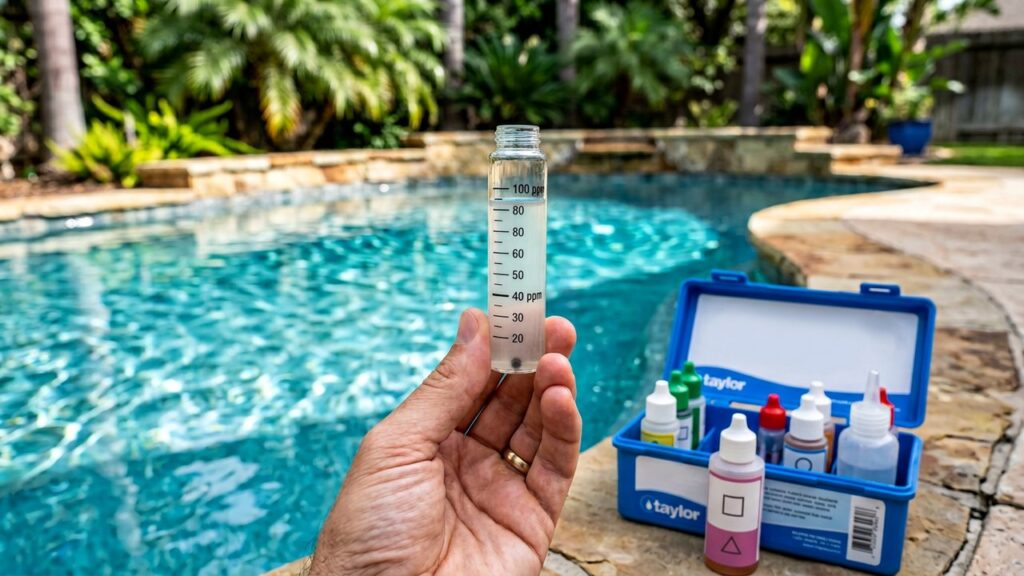 Kit de test mesurant le taux de stabilisant CYA d'une piscine