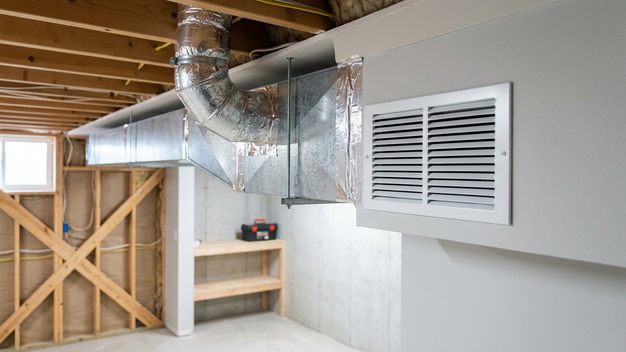 Système de ventilation et grille d'aération dans une cave