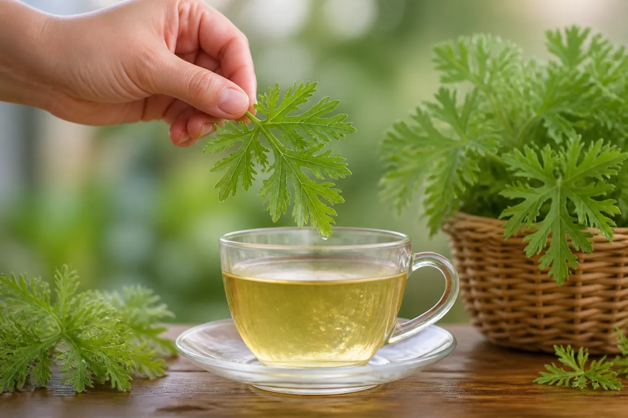 Feuille de géranium citronnelle dans une tisane